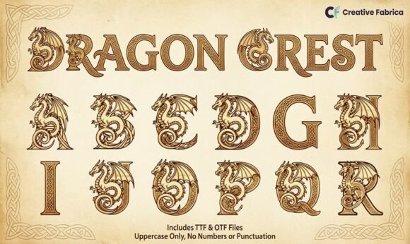 Dragon Crest: Where Mythical Artistry Meets Classic Serifs